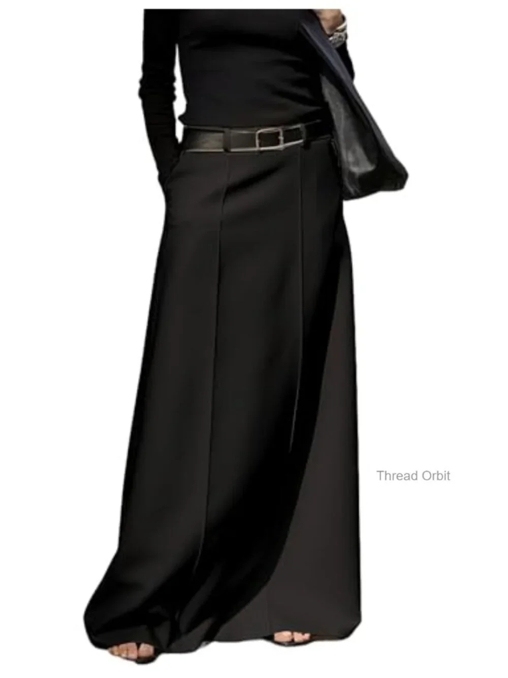 Women's High Waist Long Maxi Skirt H-Line Straight Pencil Skirt with Pockets